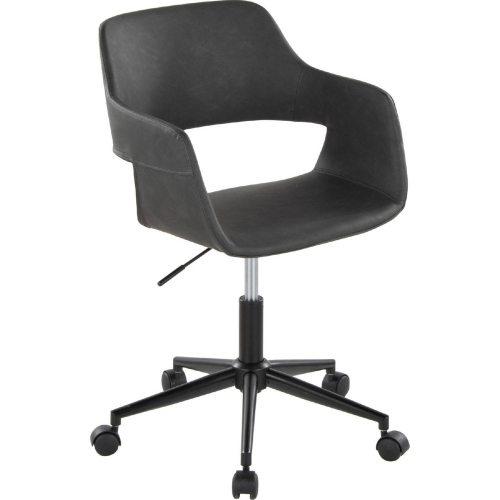 Margarite Office Task Chair in Black Metal & Grey Leatherette